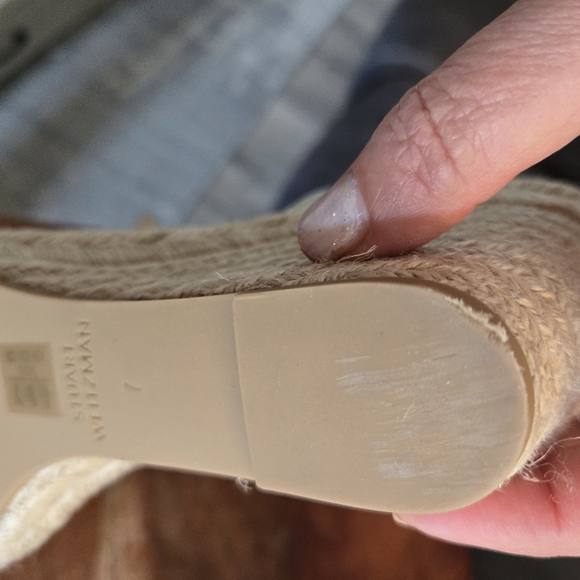 Stuart Weitzman Teddi Espadrille Leather Wedge Sandal in Gold Size 7 - Picture 7 of 11